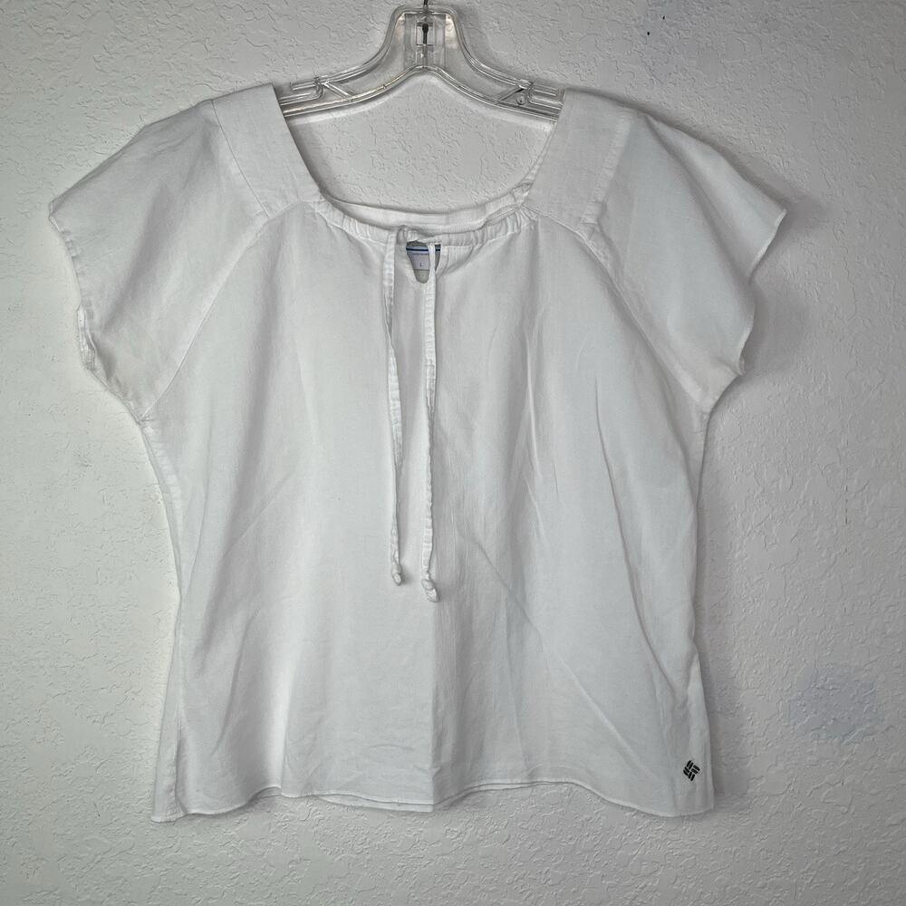 Columbia Cotton Blouse Size L, square neckline outdoor, summer, vacation, travel